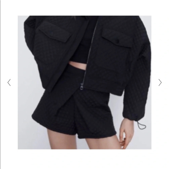 NWOT ZARA HIGH WAISTED BLACK QUILTED OVERLAY SHORTS - Picture 1 of 6